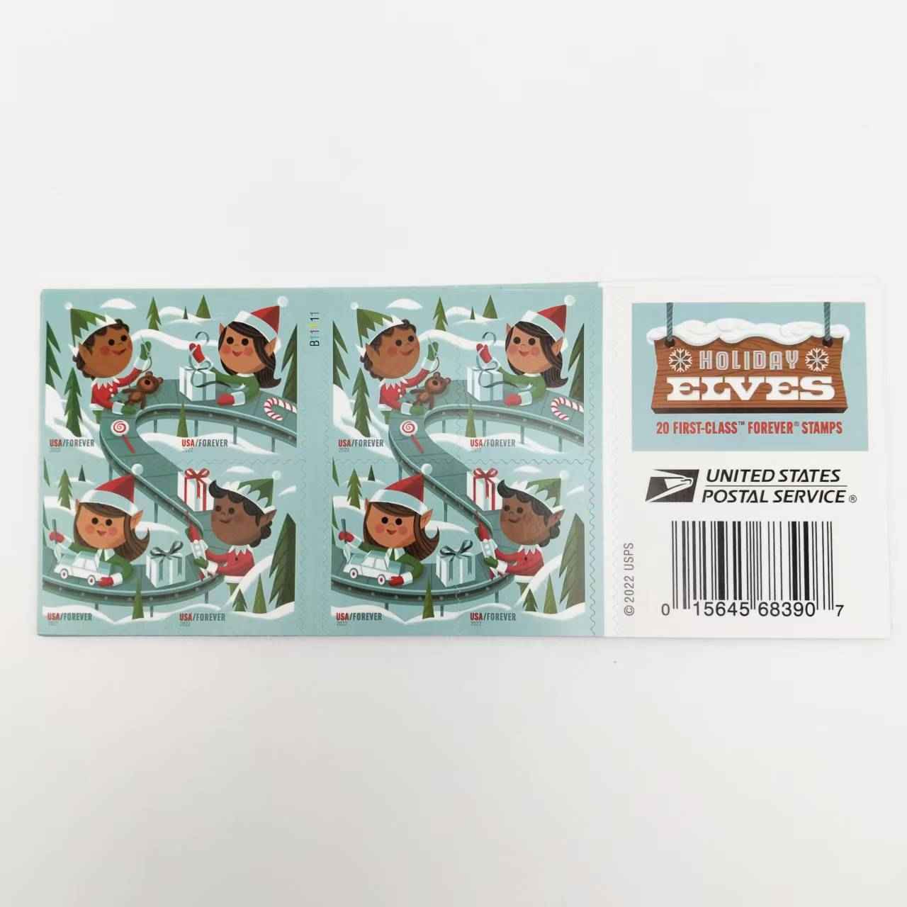 2022 Holiday Elves Forever Stamps 100 pcs - Image 3