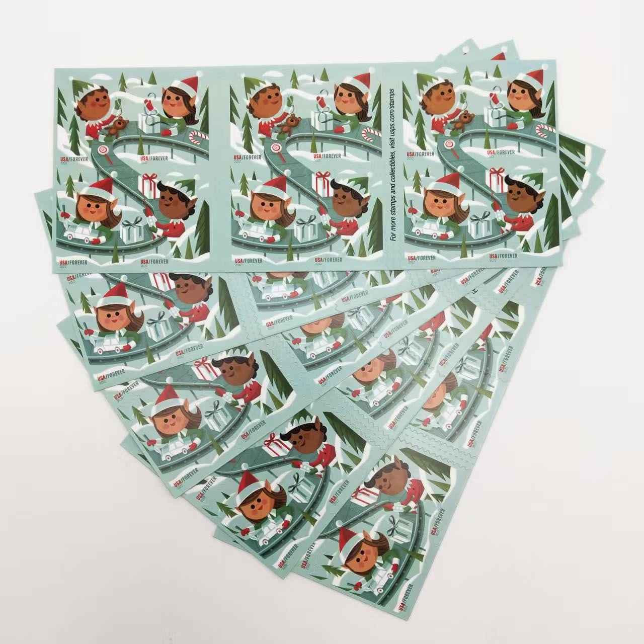 2022 Holiday Elves Forever Stamps 100 pcs - Image 2